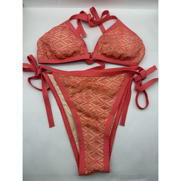 Women Plus Size, Bikini Sets String 2-Piece Halter Swimsuits w/Tie Side Size 1XL - Picture 11 of 13